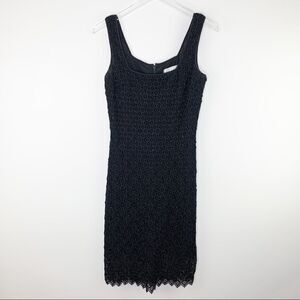 Basix II Black Beaded Scoop Neck Sleeveless Body-con Sheath Cocktail Dress Sz 10